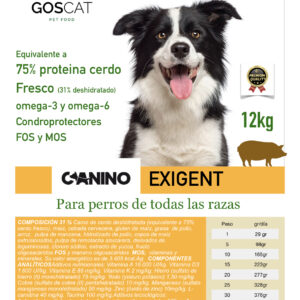 Goscat canino exigent pienso natural